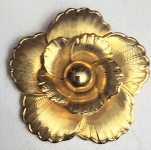 Vtg Leiba USA Gold Tone Flower Floral Scarf Clip